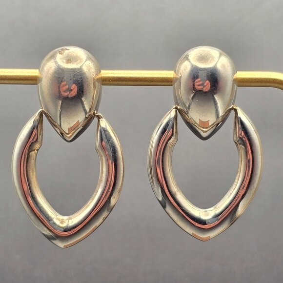 VTG Sterling Doorknocker Earrings 1.5" Signed SU Thailand Hollow-Form 8.49g - Picture 1 of 9